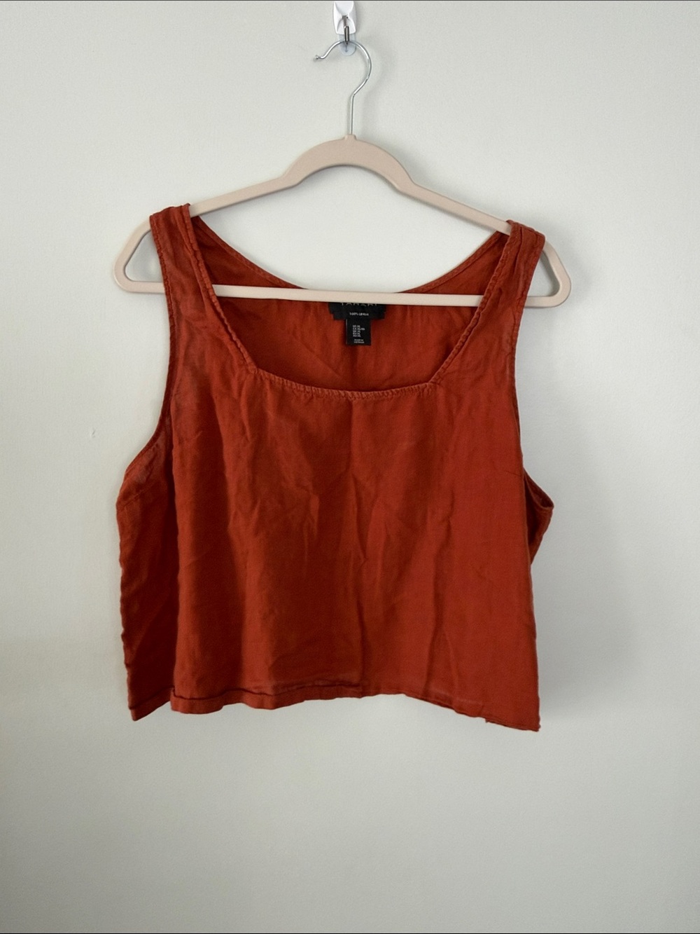 Tahari Rust Scoop Neck Linen Tank
